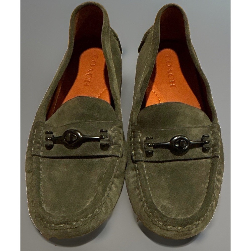 Coach Arlene turnlock driving suede loafer  olive green women's 10B